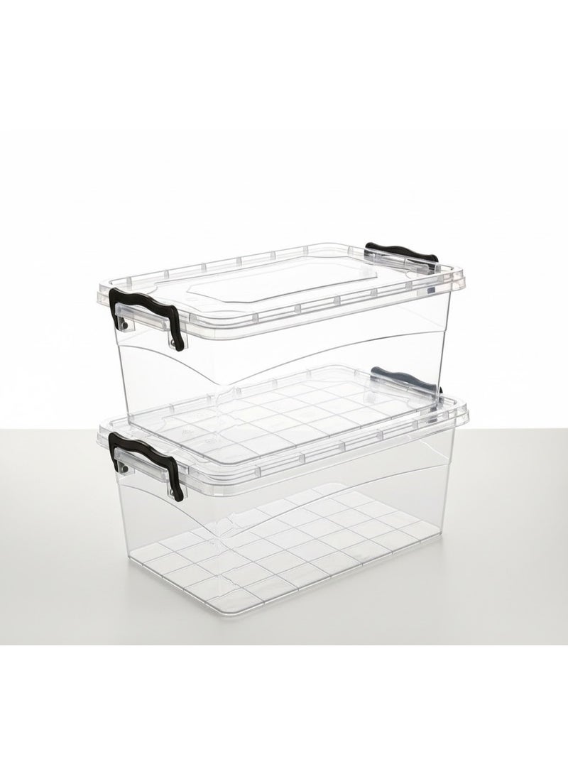 favilla 2L Food Storage Container for Refrigerator – Clear Plastic with Airtight Lid – 2L, 2 Pieces - Image 1